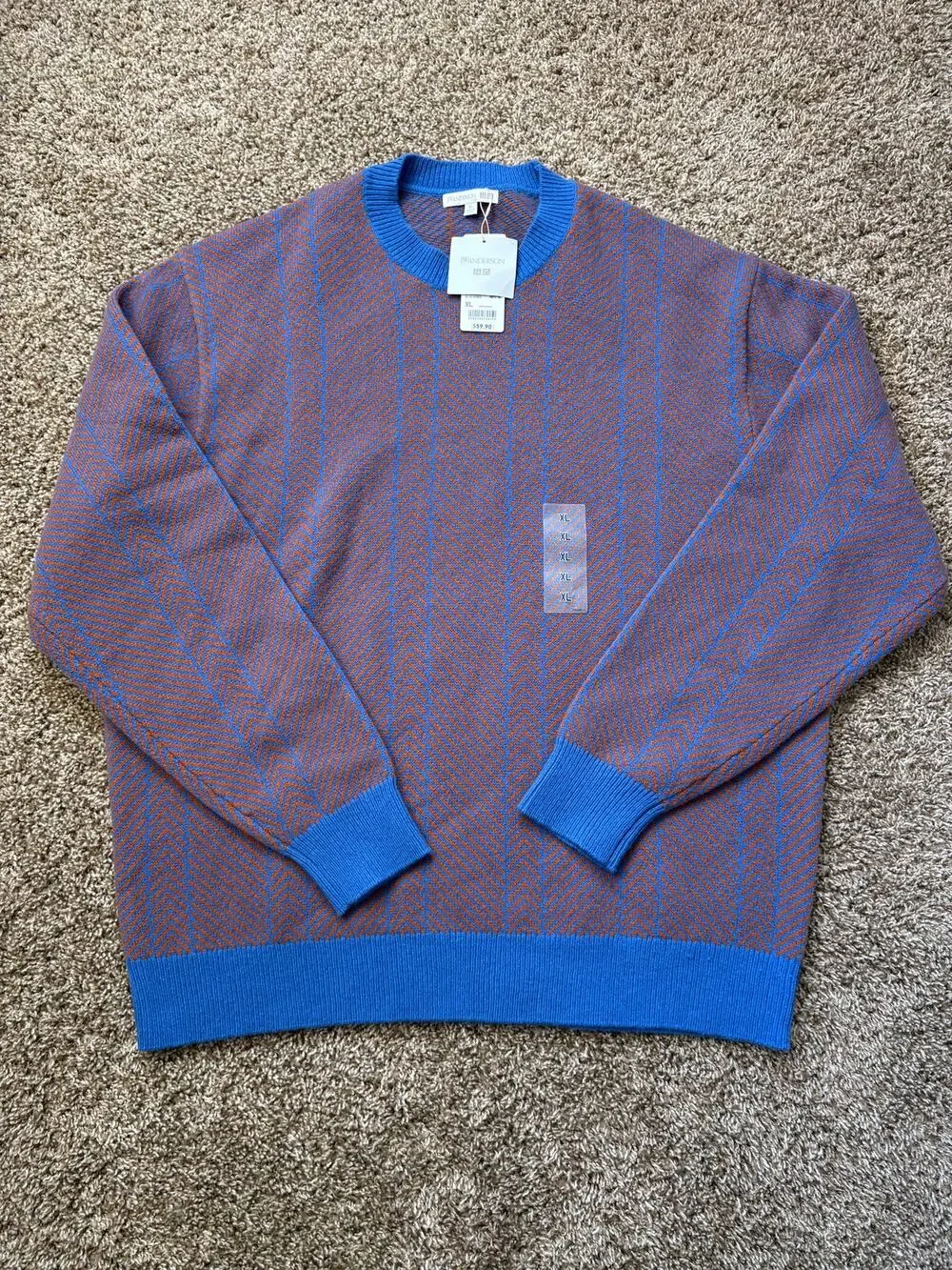 NWT Uniqlo x JW Anderson Lambswool Herringbone Crewneck Sweater Mens Size XL